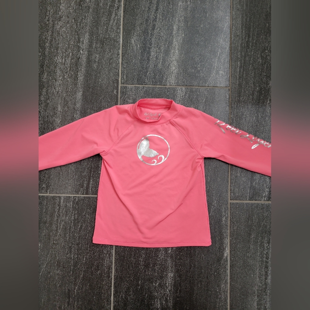 Reel Legends Toddler Girls Rashguard pink mermaid swim shirt size 4T